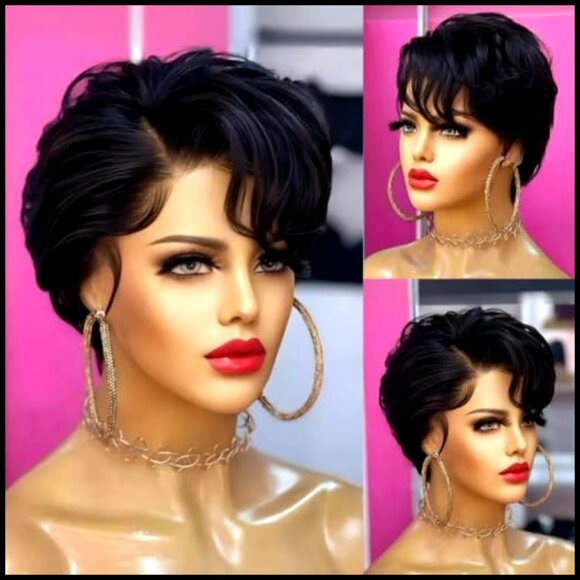 Short Pixie Cut Lace Front Wig Human Hair Pre Plucked T Part Glueless main image 5